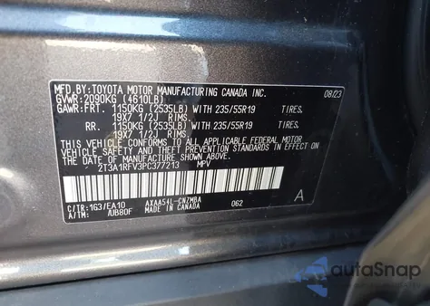 2023 Toyota Rav4 Xle Premium z USA, uszkodzony, nr VIN 2T3A1RFV3PC377213
